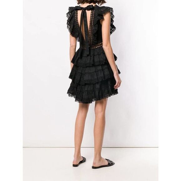 ZIMMERMANN Ruffled Trimming Black Dress US2(Zimmermann 0) - Picture 2 of 12